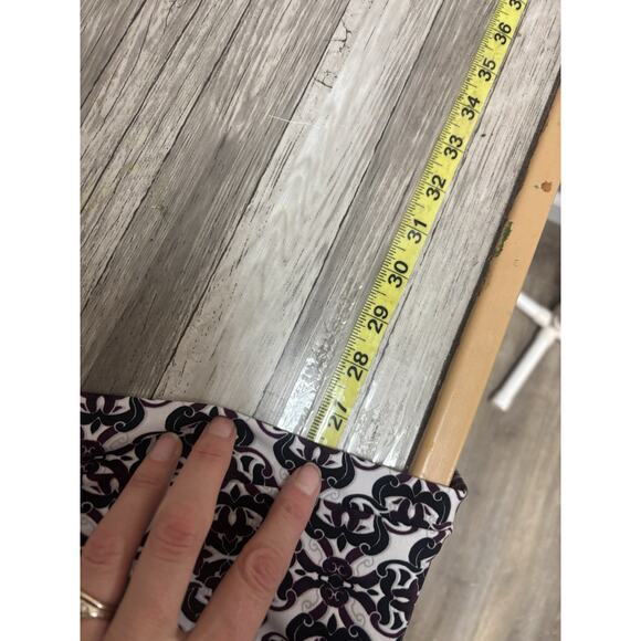 White House Black Market Blouse Womens Size XL Black Purple Career Shirt - Picture 3 of 12